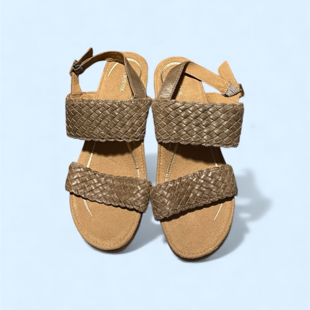 Aetrex Signature Arch Summer Taupe Woven Wedge (NWT)